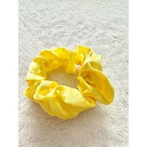 Yellow color satin hair scrunchie